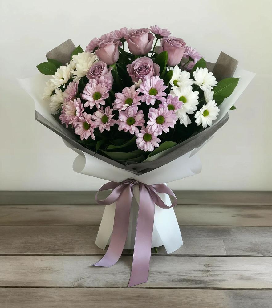 Букет цветов из: Хризантемы и Розы в Вязовой