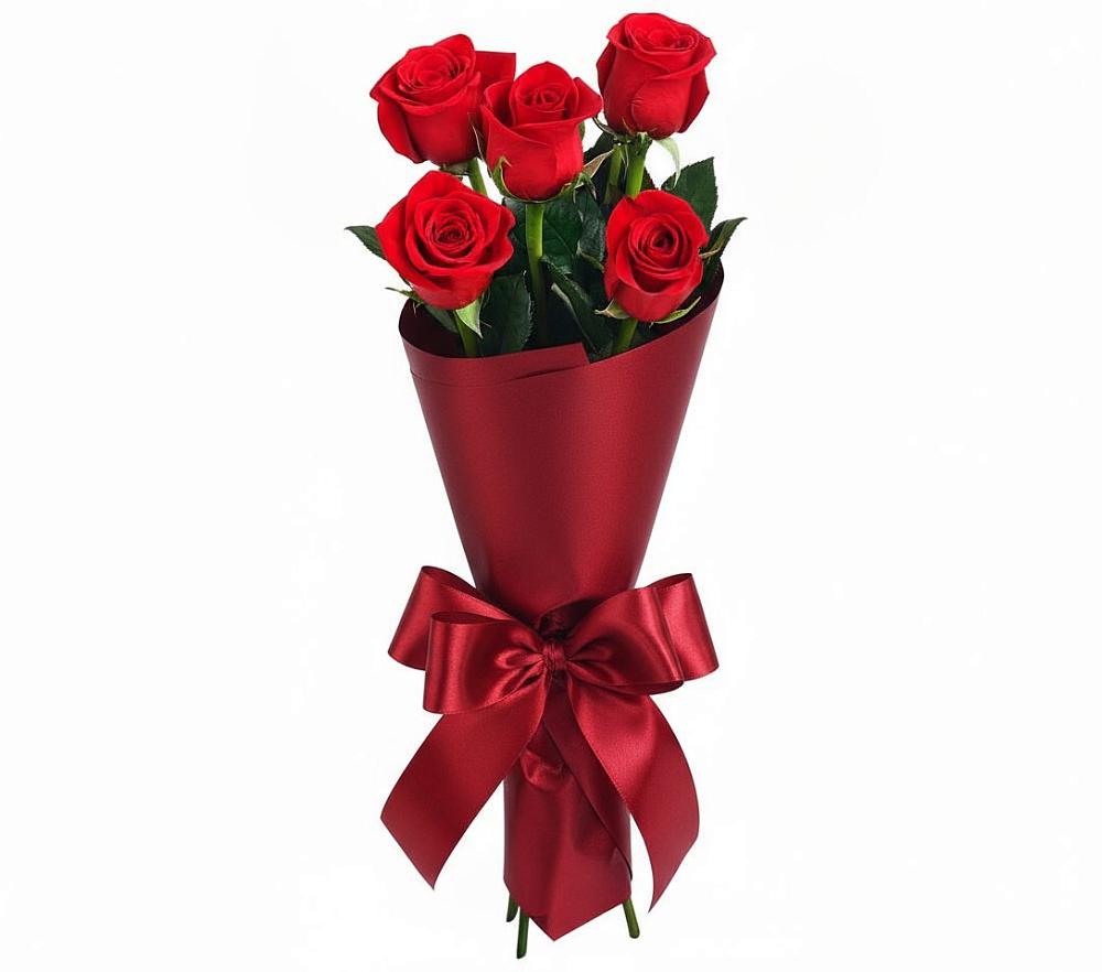 Букет 5 Красных роз Эдлесс Лав в Вязовой