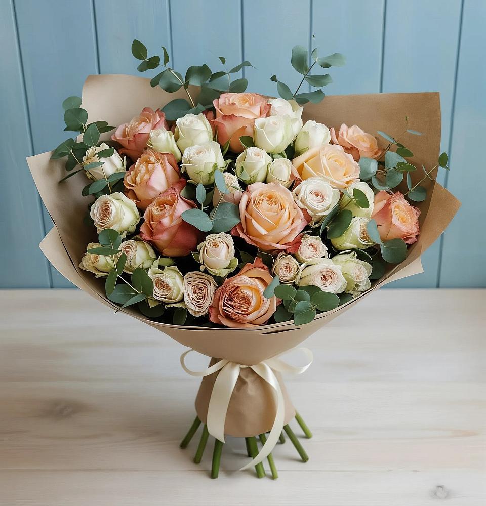 Букет цветов из: Альстромерии и Розы в Вязовой