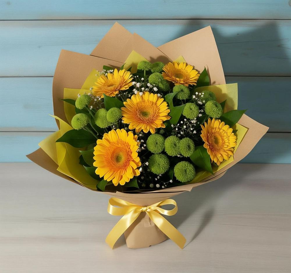 Букет цветов из: Герберы и Хризантемы в Вязовой