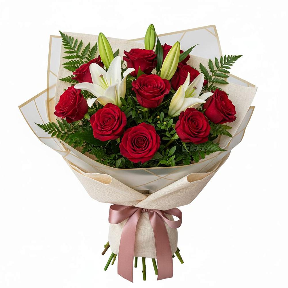 Букет цветов из: Лилии и Розы в Вязовой