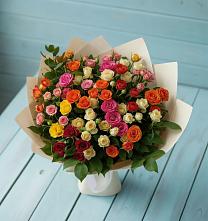 Букет Микс из разноцветных кустовых роз #REPLACE_PRED# Вязовой